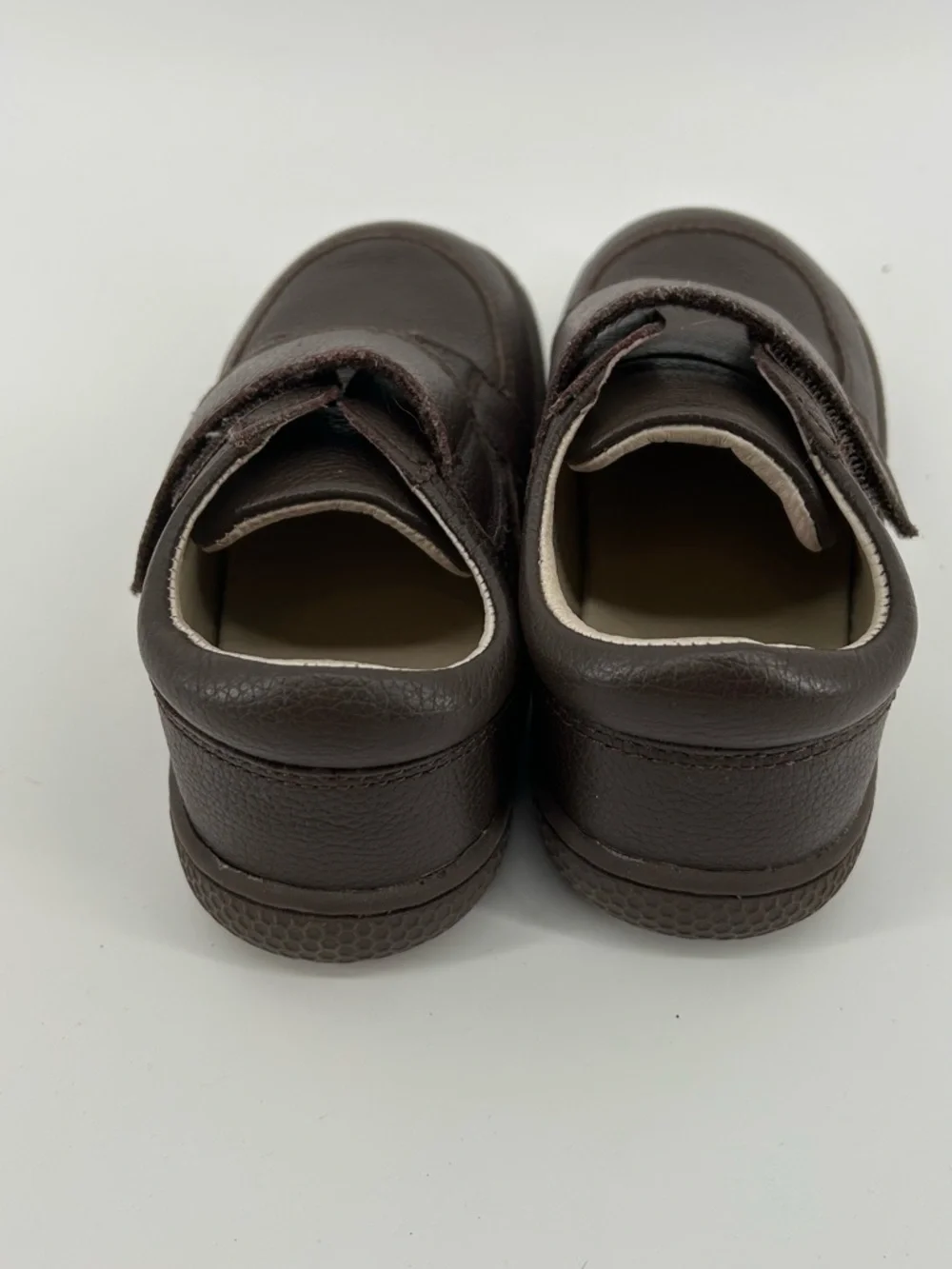 Livie & Luca Brown Leather Hook-and-Loop Kids Dress Shoes